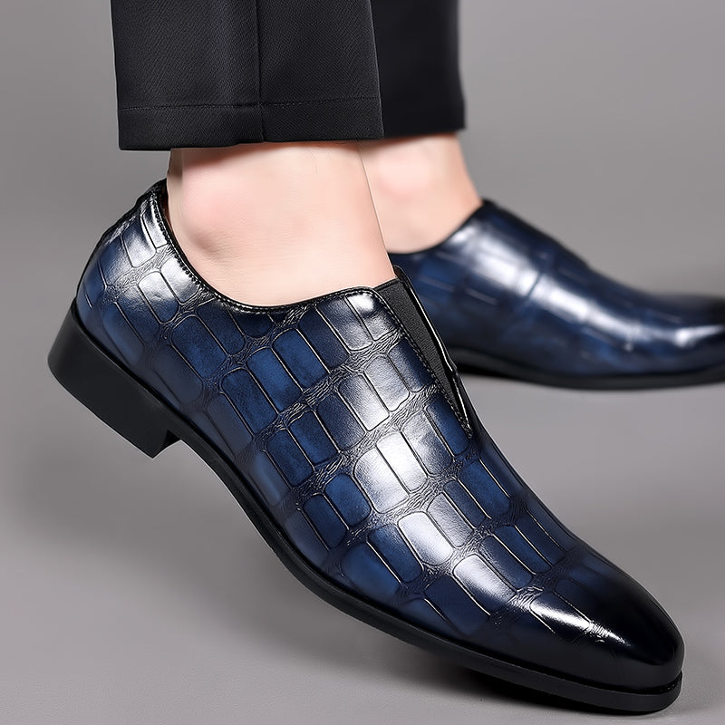 Stone pattern men's casual leather shoes