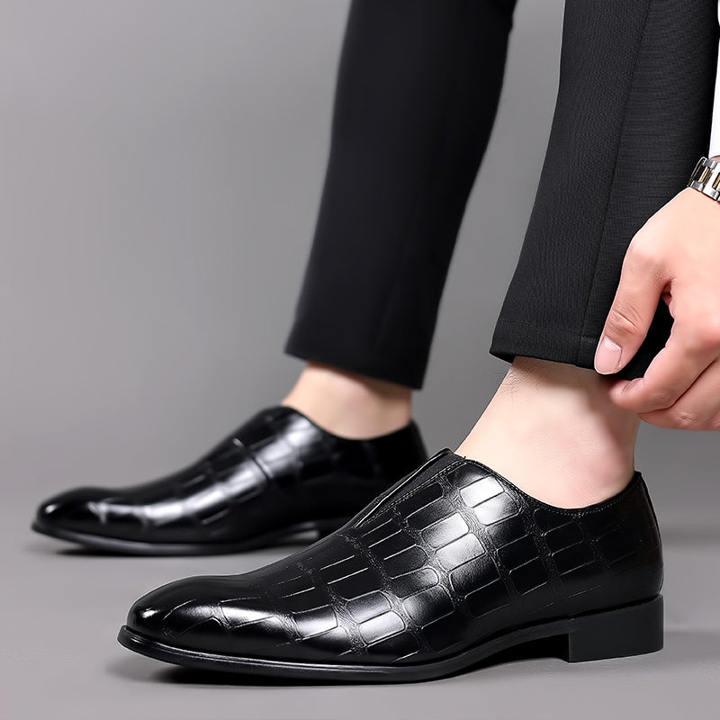 Stone pattern men's casual leather shoes