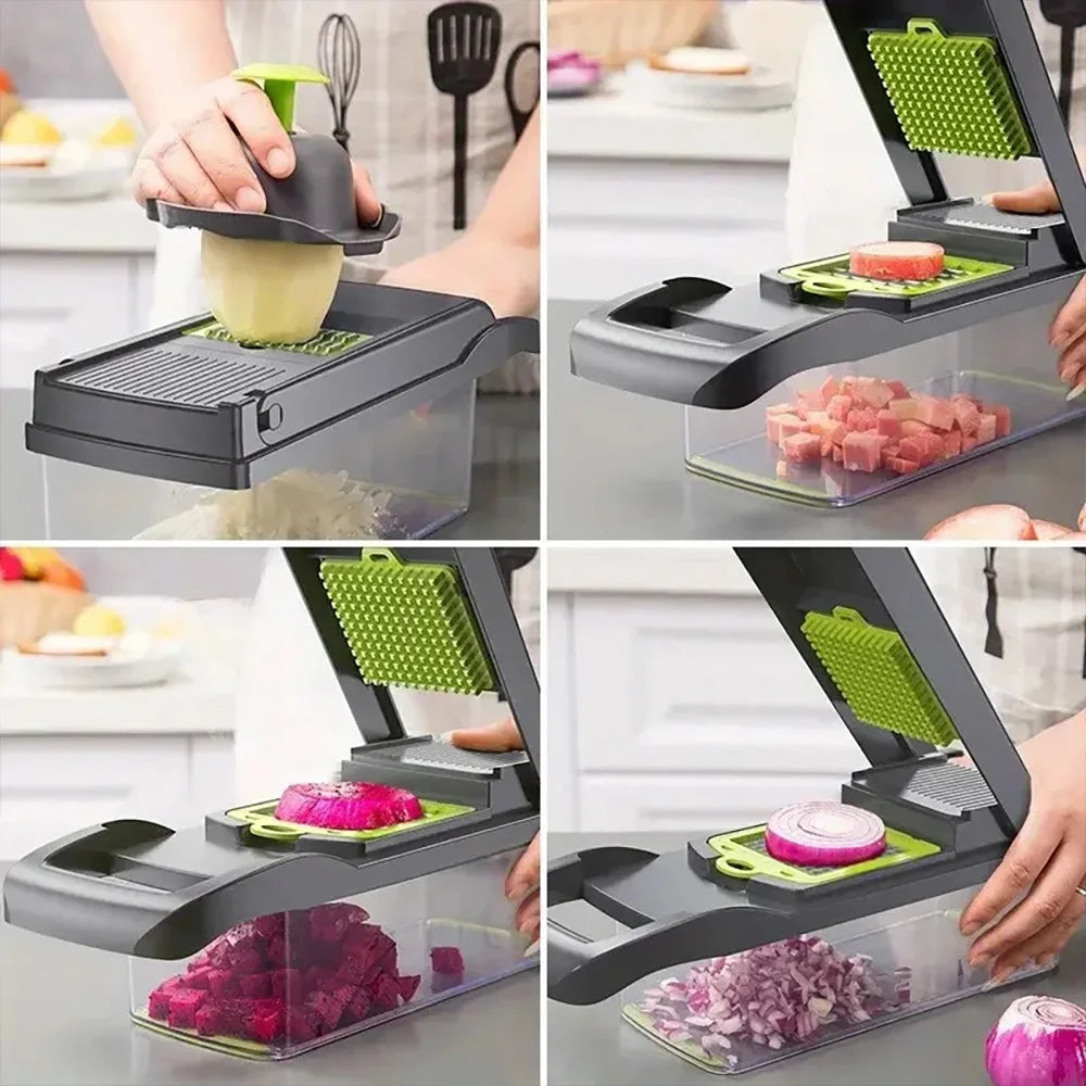 16IN1 Multifunctional Vegetable Chopper Handle Food Grater Dicer Vegetable Slicer Egg Liquid Separator Peeler Kitchen Gadgets